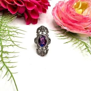RARE⚜️SARDA Mystic Quartz Sterling Silver Ornate Cocktail Ring
